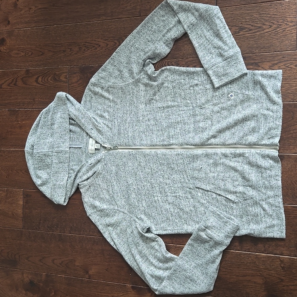 Lucky Brand Los Angeles Light Gray Zip-Up Hooded Jacket Soft Womens Small EUC